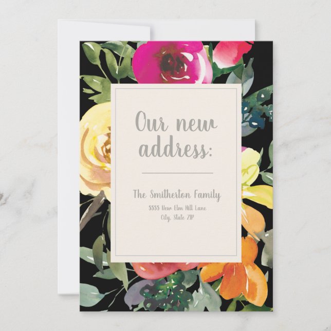 Carte Purple Jaune Orange Fleurs Black Change Adresse (Devant)