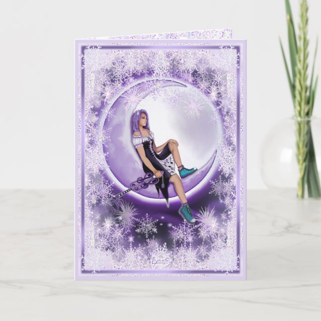 Carte Purple Moon Enfants et flocs de neige (Devant)