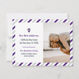Carte Purple Nous Avons Déplacé Striped Moving Photo