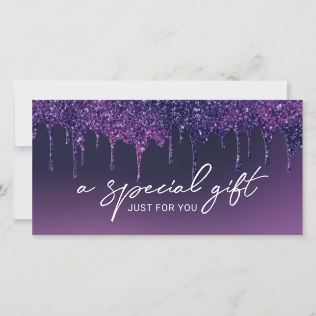 Carte Purple Parties scintillant Drives Salon Spa Certif (Devant)
