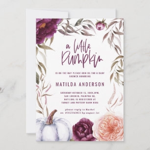 Carte Purple + pêche florale, citrouille baby shower de