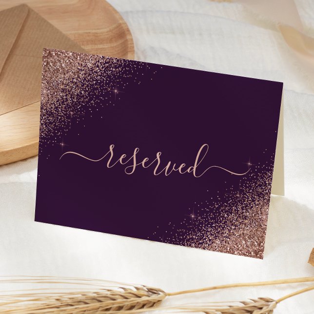 Carte Purple Rose Gold Réservé Mariage Place (Créateur téléchargé)