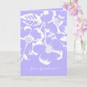 Carte Purple Special Niece Blanc Floral Anniversaire