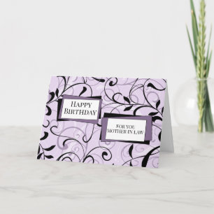 Carte Purple Swirls Mère en droit Anniversaire