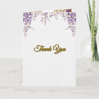 Carte 👉 Purple Wisteria Gold Floral Monogram Wedding En
