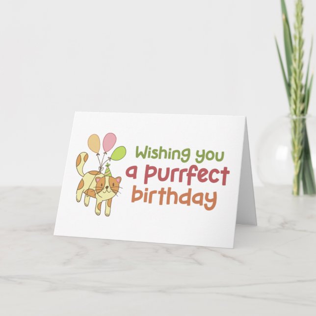 Carte Purrfect Anniversaire mignon Amoureux des chats dr (Devant)