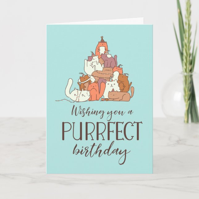Carte Purrfect Birthday Funny Amoureux des chats Birthda (Devant)