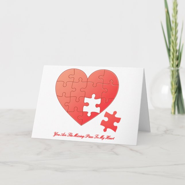 Carte Puzzle Coeur avec pièce et citation (Devant)