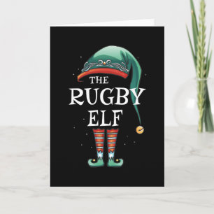 Carte Pyjama de fête de Noël de famille assorti de rugby