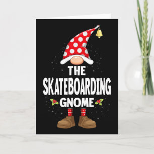 Carte Pyjama de Noël assorti Le Gnome de skateboard