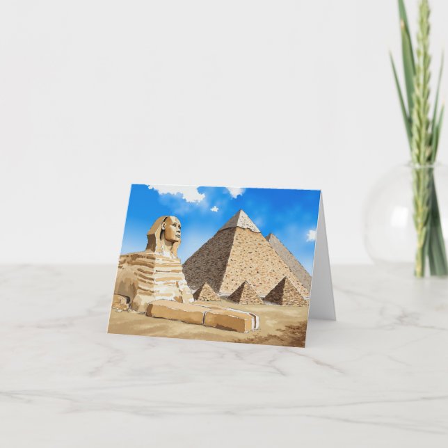 Carte Pyramides de Gizeh Egypte Aquarelle (Devant)