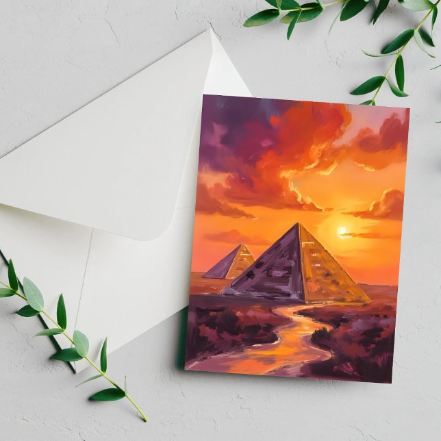 Carte Pyramides d'Égypte Sunset Travel Painting Card (Créateur téléchargé)