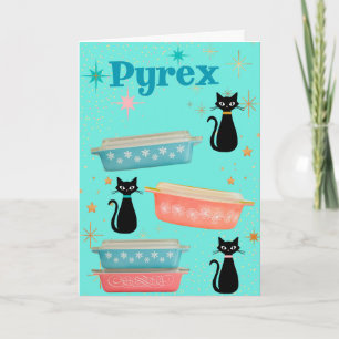 Carte Pyrex rétro et chats noirs Vintages du milieu du s