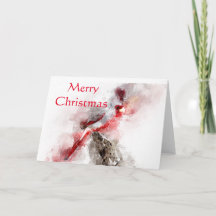 Pyrrhuloxie aquarelle Joyeux Noël