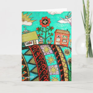 Carte Pysanka (Oeuf de Pâques) Village Angel Art populai