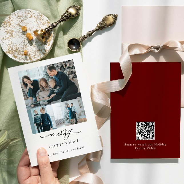 Carte QR Code Famille Vidéo Script Photo Joyeux Noël (Créateur téléchargé)
