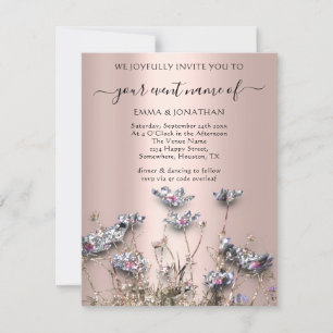 Carte QR CODE Floral Meadow Fleur sauvage Rose de verdur