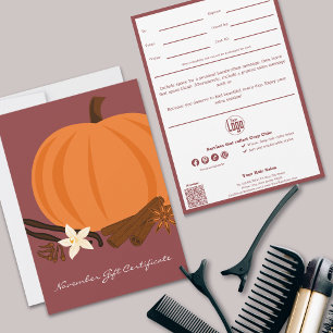 Carte QR Code Services Note Novembre Certificat cadeau