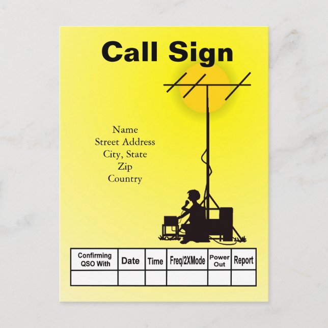 Carte QSL Ham Operator Outdoor Silhouette (Devant)