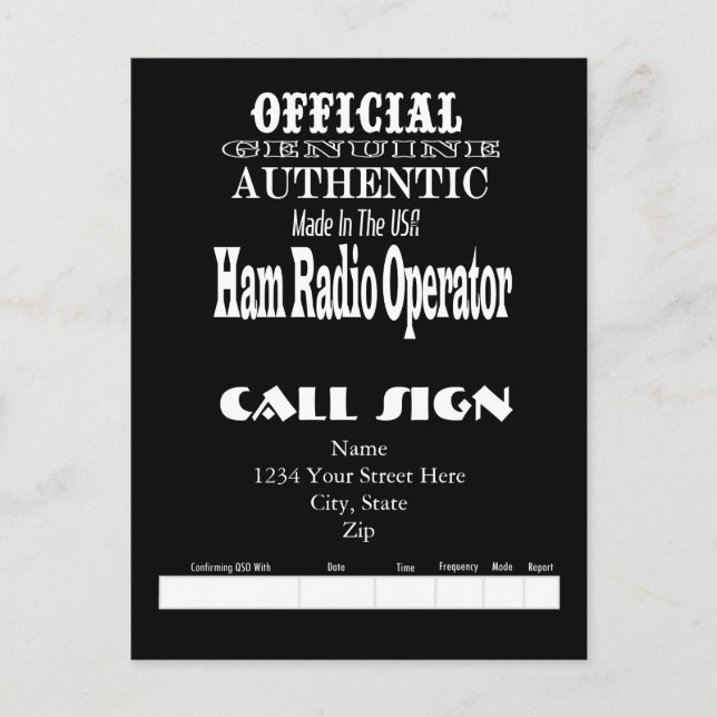 Carte QSL officielle Fabriquée aux États-Unis Ham  (Devant)