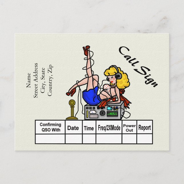 Carte QSL pour fille radio de jambon blond (Devant)