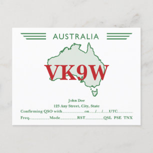 Carte QSL Retro Australie Carte verte