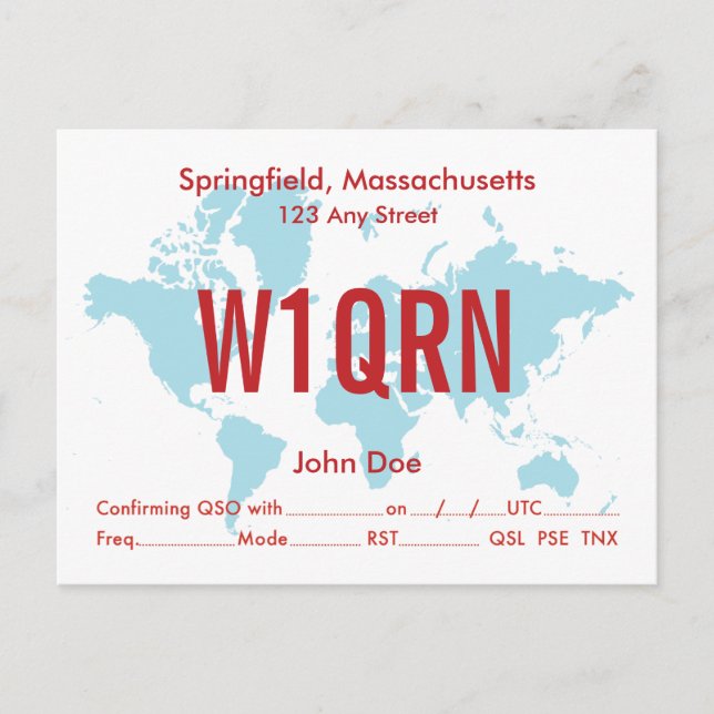 Carte QSL Retro World Blue (Devant)
