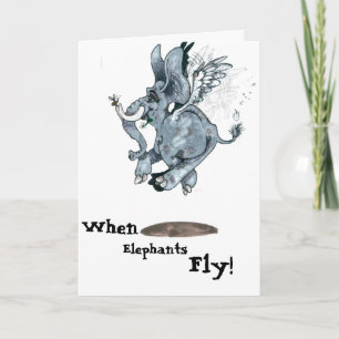 Carte Quand les éléphants volent~Carte de voeux