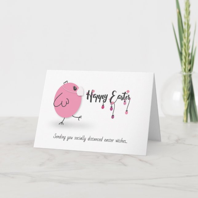 Carte quarantaine drôle oeufs de Pâques poule/masque de  (Devant)