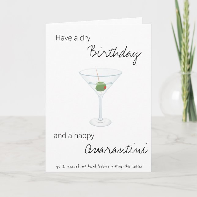 Carte Quarantine Funny Joyeux martini d'anniversaire (Devant)