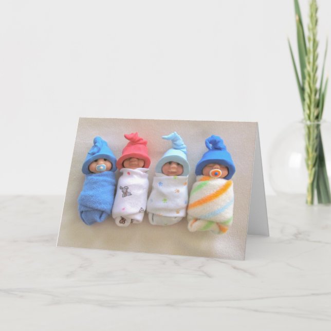 Carte Quatre Bébés D'Argile, Échangés, Argile Polymère (Devant)