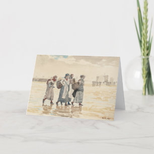 Carte Quatre femmes de pêcheurs sur la plage   Winslow H
