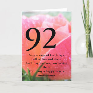 Carte quatre-vingt-douzième Anniversaire