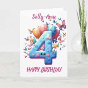 CARTE QUATRIÈME ANNIVERSAIRE BALLONS JEUX ANNIVERSAIRE