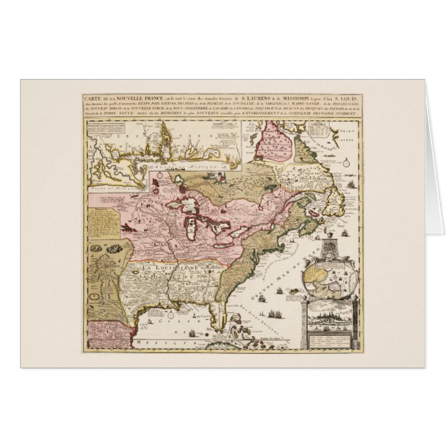 Carte Québec Nouvelle-France Amérique par Français (Front Horizontal)