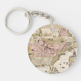 Carte Québec Nouvelle-France Amérique par Français Keychain