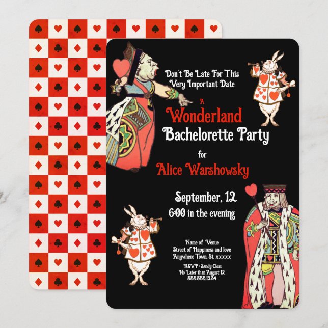 Carte Queen of Hearts Bachelorette Party (Devant / Derrière)