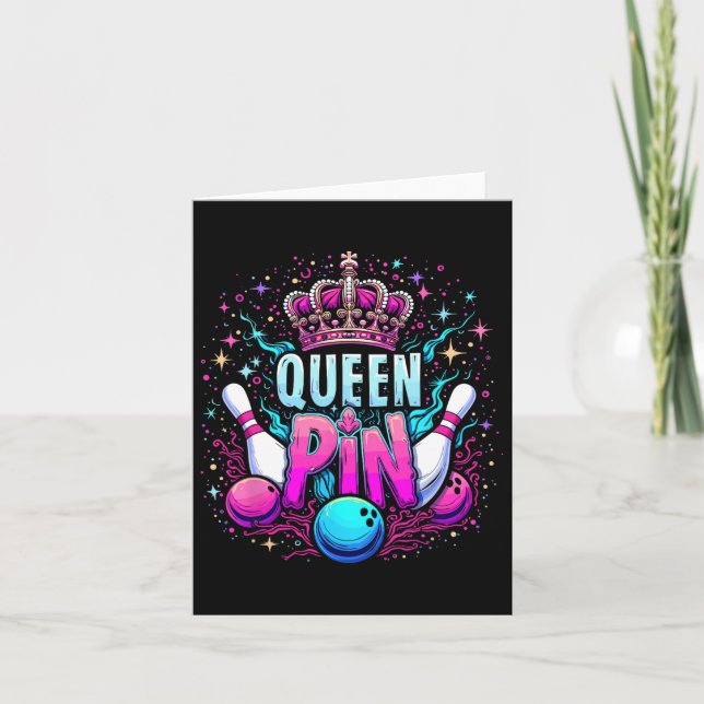 Carte Queen Pin Shirt Bowler Bowling League Pour Bowling (Devant)
