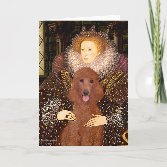Carte Queen - Poodle rouge foncé N° 1 (Devant)