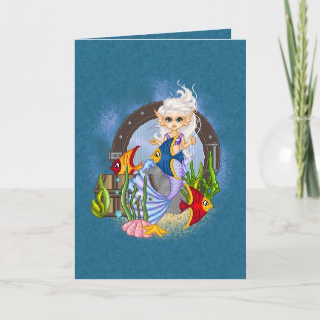 Carte Quelque chose art de poisson de pixel de sirène (Devant)