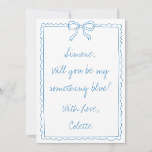Carte Quelque chose Blue Crew Bow Doodle Bridesmaid Prop
