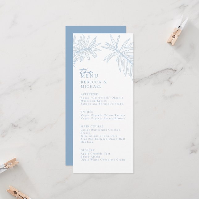 Carte Quelque chose de bleu Elegant Botanique Mariage Me (Devant/Arrière en situation)