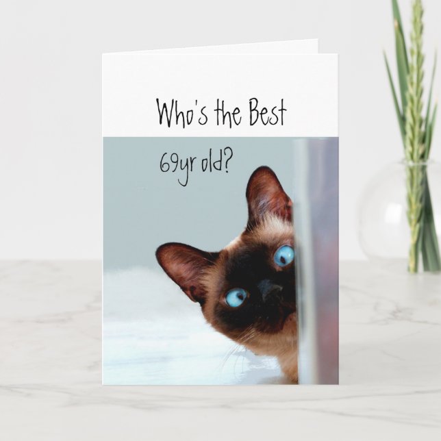 Carte Qui est le meilleur à 69 ans? Chat Chat Humour (Devant)