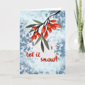 Carte Qu'il neige ! Baies d'hiver à l'aquarelle pour car