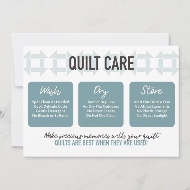 Carte Quilt Care - Design moderne - Turquoise (Devant)