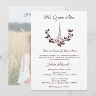 Carte Quinceañera Photo Red Classic Chic Paris Eiffel