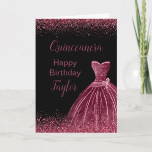 Carte Quinceanera Plum Purple Robe Faux Parties scintill