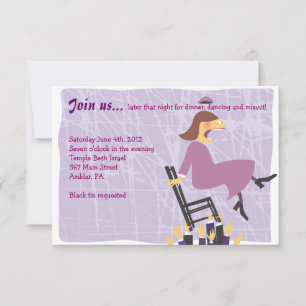 Carte Quirky Femme Bat mitzvah Réception
