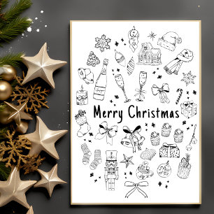 Carte Quirky Modern One Photo Black & White Xmas C