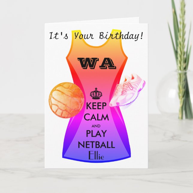 Carte Quota Personalized Keep Calm and Play Netball (Devant)